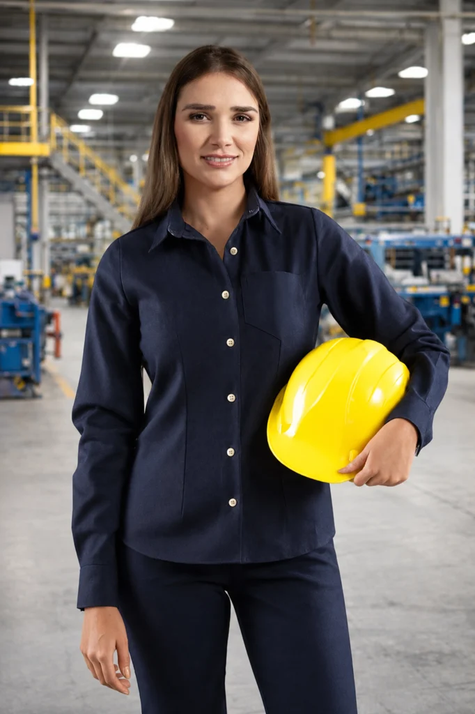 Blusa de trabajo en mezclilla dama