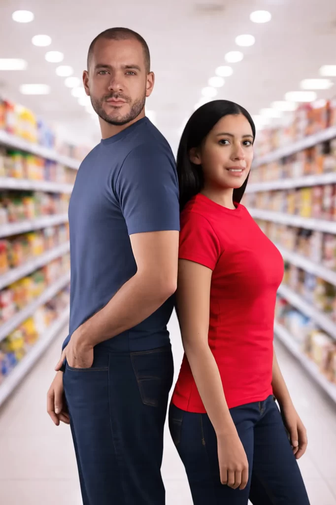 Playera manga corta cuello redondo dama/caballero