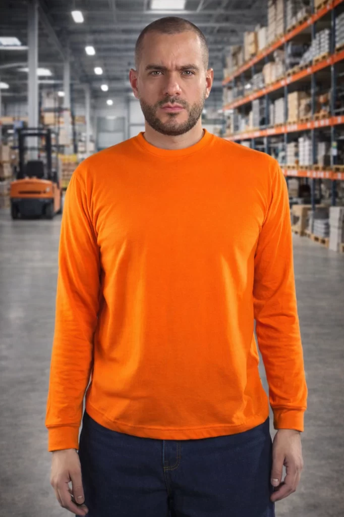 Playera manga larga cuello redondo caballero